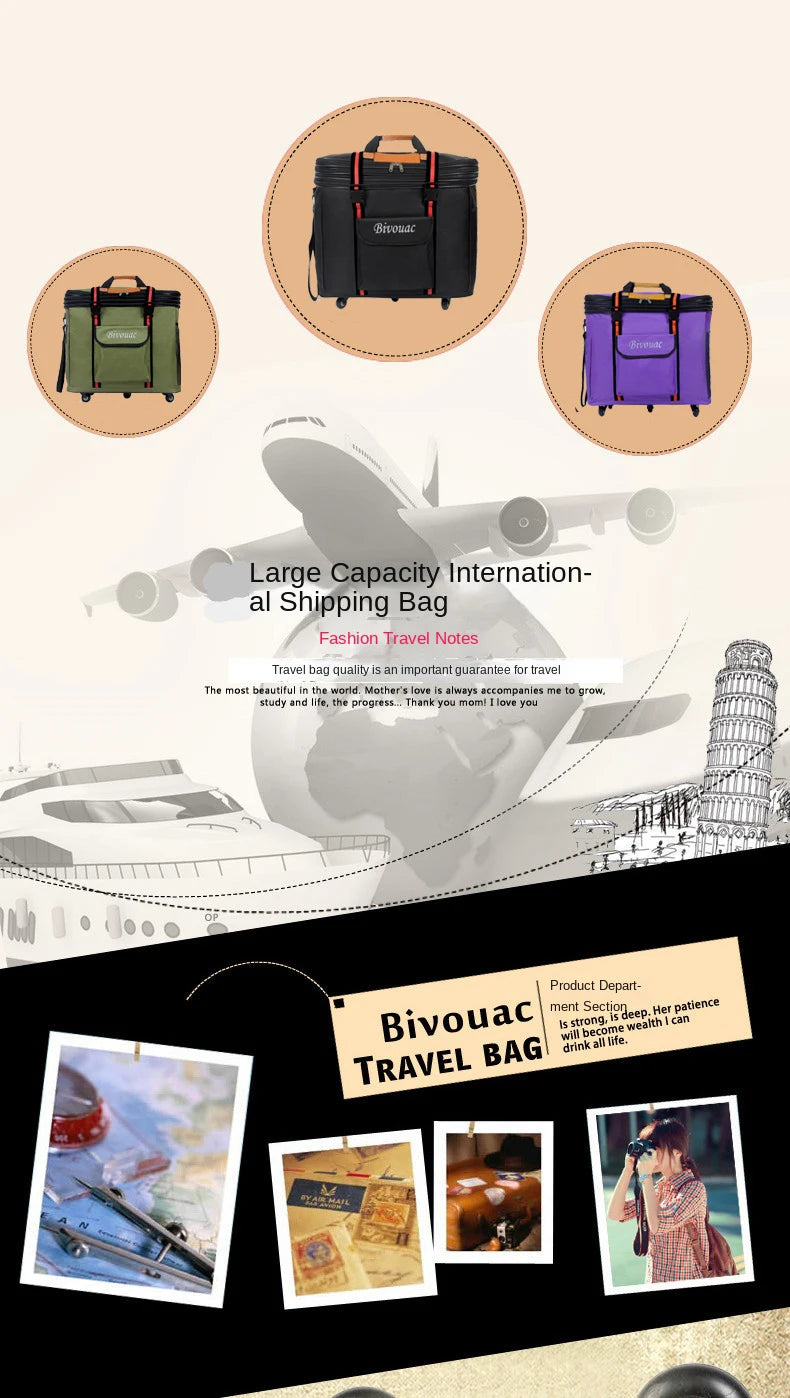 26/28/32/36 inch Extra Large Capacity Travel Bag Waterproof Oxford Cloth Foldable Luggage Bag Five wheels Travel Suitcase