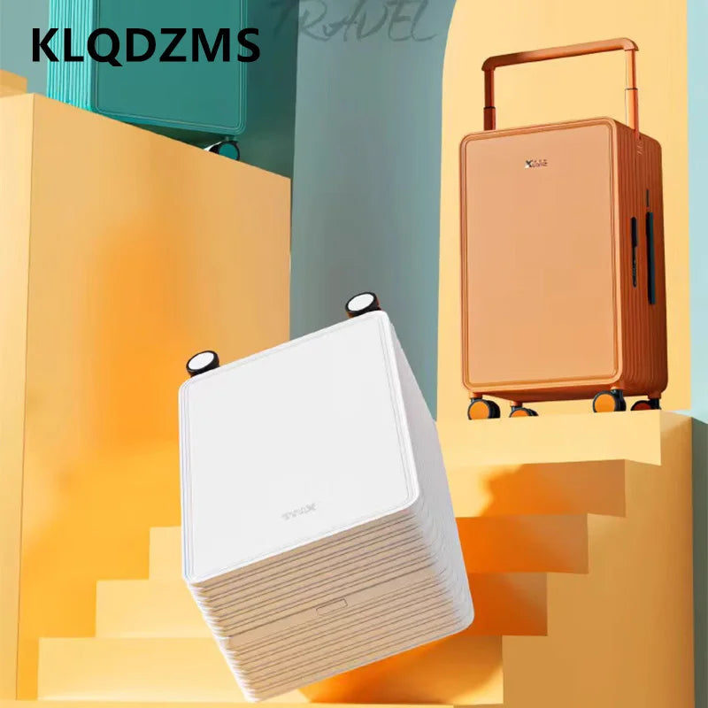 KLQDZMS Luggage ABS+PC Boarding Box 20"24"Large Capacity Cart Case Cart Style Travel Bag 26 Inch Universal Wheel Suitcase