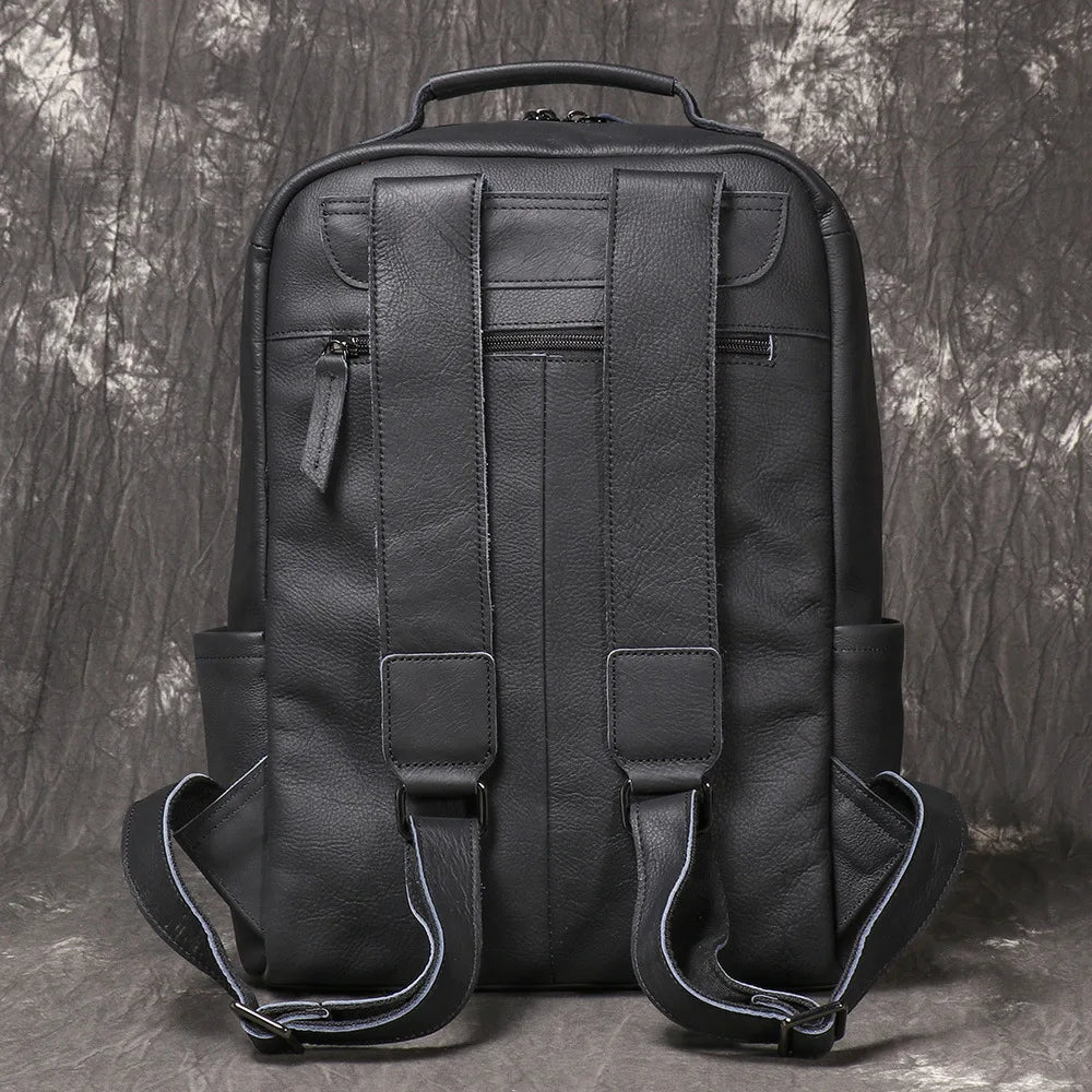 Men's Backpack Natural Head Layer Cowhide Vintage Crossbody Women's Outdoor Travel Backpack 15 inch Laptop Bag Leathfocus