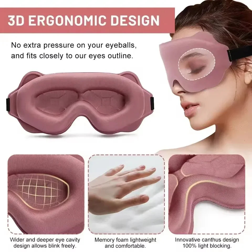 Travel 3D Block Out Light Sleeping Mask Portable Eyemask Pad Night Sleeping Aid Sleep Patch Eye pressure free Cute cat ears mask