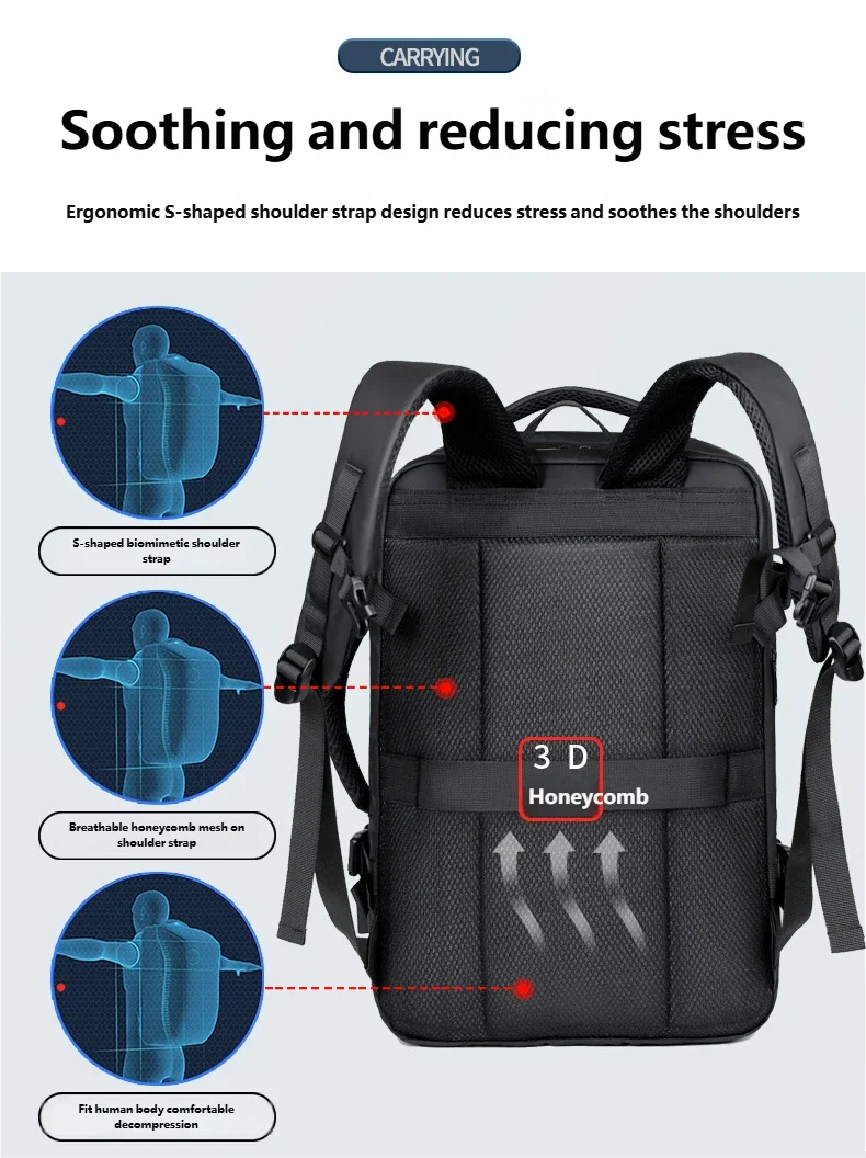 Travel Backpack Men Business Backpack School Expandable USB Bag Multifunctional Computer Bag Large Capacity Waterproof Backpack