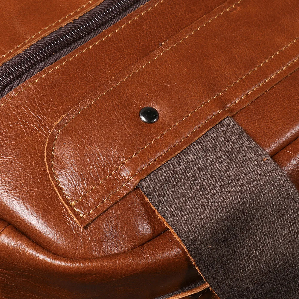 Men's Backpack Natural Head Layer Cowhide Vintage Crossbody Women's Outdoor Travel Backpack 15 inch Laptop Bag Leathfocus