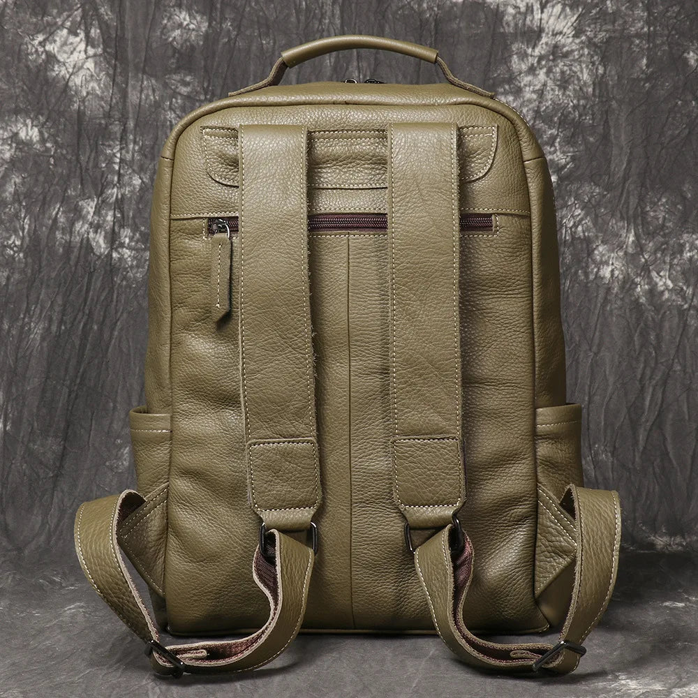 Men's Backpack Natural Head Layer Cowhide Vintage Crossbody Women's Outdoor Travel Backpack 15 inch Laptop Bag Leathfocus