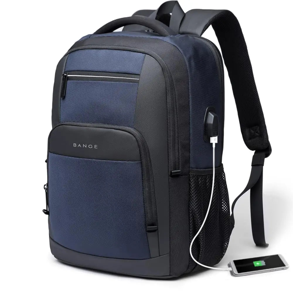 BANGE Lightweight 15.6 inch Laptop Backpack Waterproof USB Charge Port Multifunctional Travel Hiking School Bag Mochila for Men