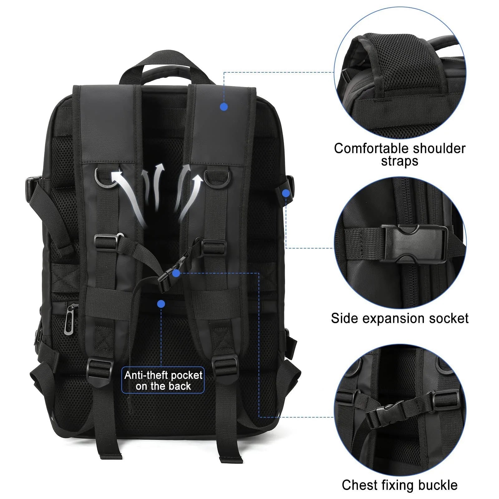 Large Capacity Travel Backpack Men and Women Laptop Bag Multifunctional Man Business Trip Expandable Airplane Backpacks