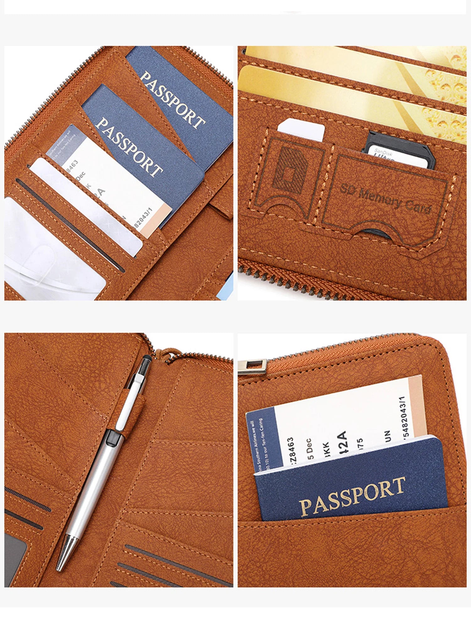 New Travel Passport Clip Wallet Women and Men Multifunctional PU Leather Card Holde RFID Anti Theft Swiping Wallets Storage Bag