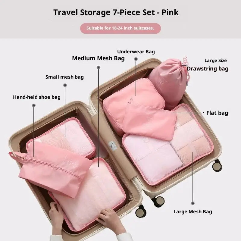 7Pcs/Set Travel Clothing Storage Bag Luggage Organizer Bags Toiletry Shoe Clothing Underwear Sorting Bag Travel Storage Bag Set