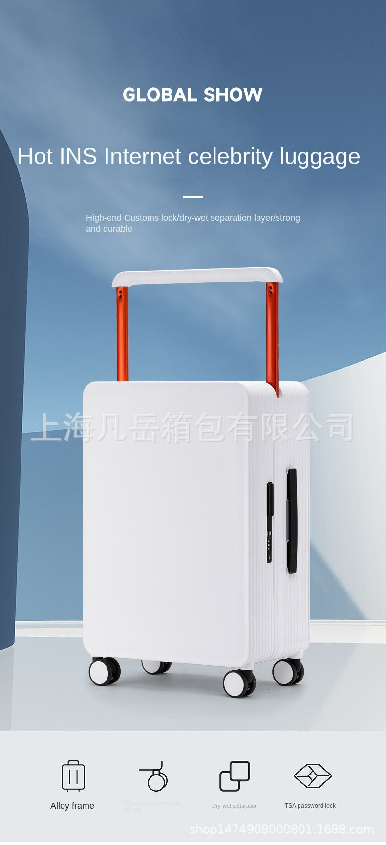 COLENARA Wide Pull Rod Luggage New Universal Wheel Travel Case Password Box 20 Inch Portable Cabin Boarding Case Pull Rod Box
