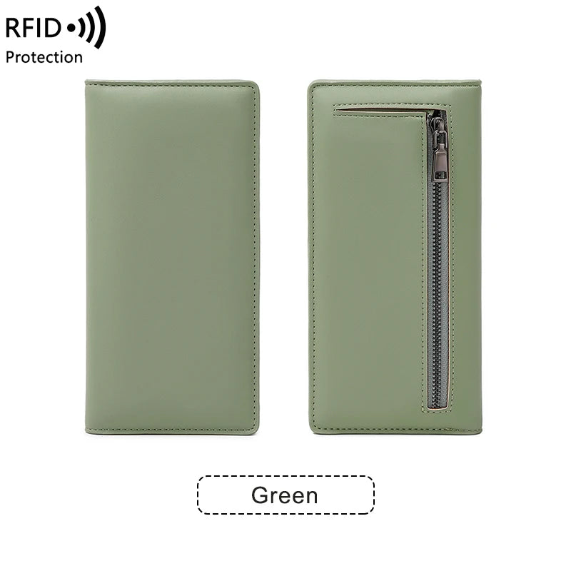 Travel RFID Passport Wallet for Women, Slim Long Leather Clutch with Card Slots & Coin Pocket, Perfect for Daily Commute & Trips