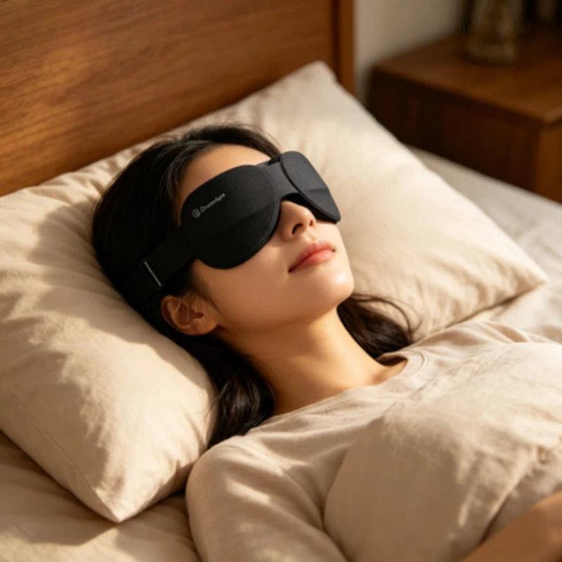 Dreamlight Travel Eye Mask Sleep Blackout 3D Stereoscopic Aid Portable Adjustable Concave Molded Soft Portable Breathable Mask
