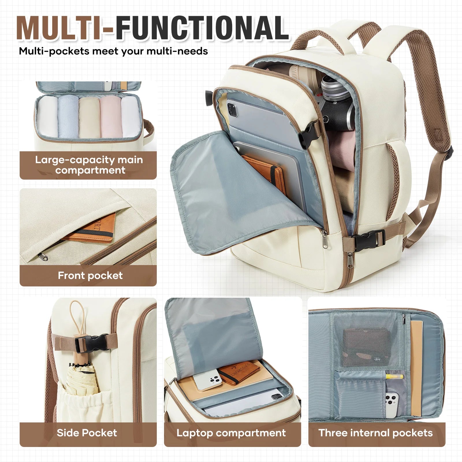 Travel Backpack for Women Men Large Capacity Outdoors Bag 15.6in Laptop Bag Easyjet Ryanair 40x30x20 Carry-On Business  Backpack