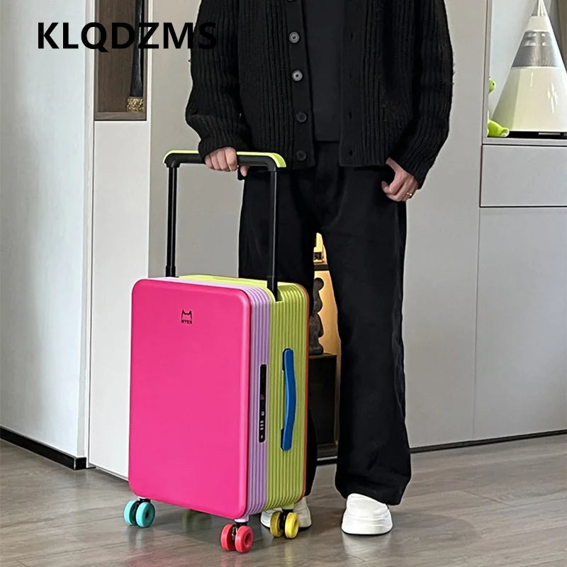 KLQDZMS Travel Luggage 20"24 Inch ABS + PC Boarding Box Large Capacity Trolley Case Women Universal Wheel Cabin Suitcase
