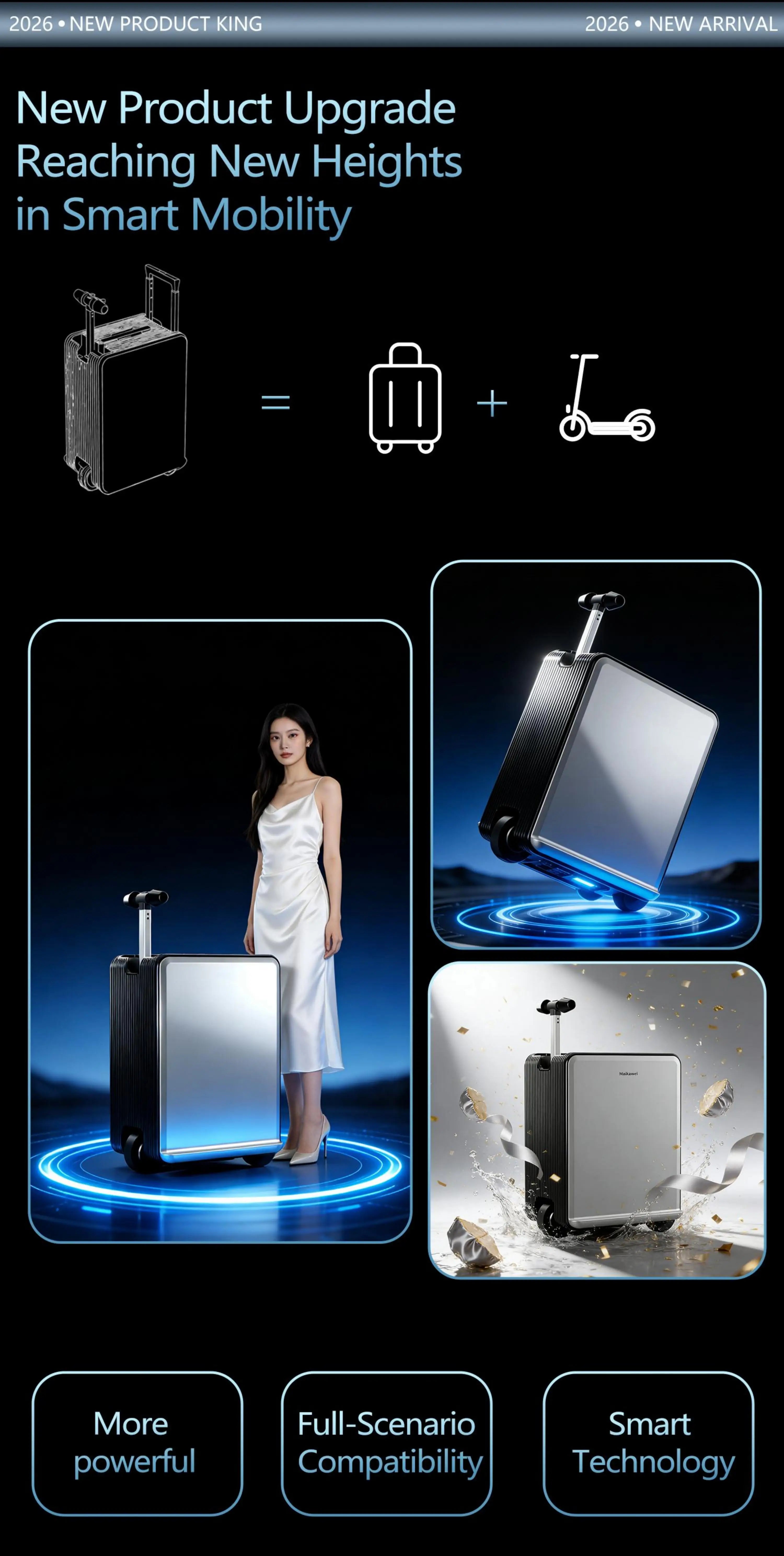 Carry-on Luggage Lightweight Rideable Electric Suitcase Multi-function Password Travel Business Trip Trolley