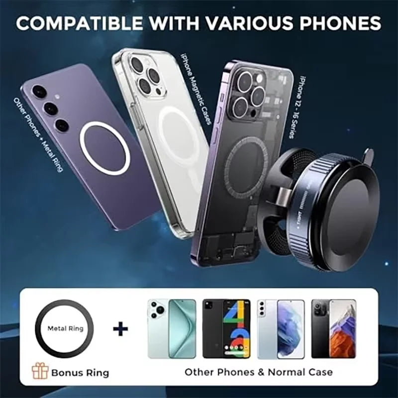 Universal Vacuum Car Phone Holder 360 Rotating Magnetic Foldable Adjustable Hands-Free Portable For Phone Car Mount Stand