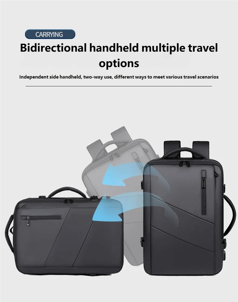 Travel Backpack Men Business Backpack School Expandable USB Bag Multifunctional Computer Bag Large Capacity Waterproof Backpack