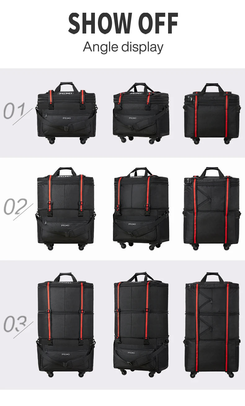 Mixi Expandable Large Capacity Foldable Travel Bag With Rolling Wheels Luggage Bag Duffel Bag M3015
