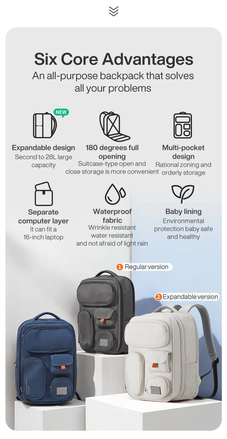 Mixi New Patent Design Multifunctional Travel Backpack Bag Unisex Waterproof 18 Inch M5015
