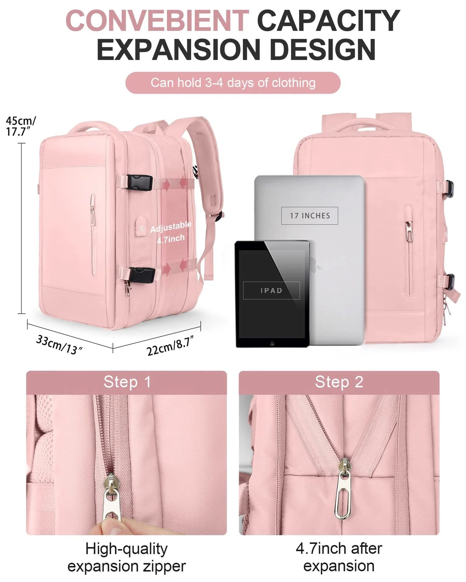Large Capacity Travel Backpack Men and Women Laptop Bag Multifunctional Man Business Trip Expandable Airplane Backpacks