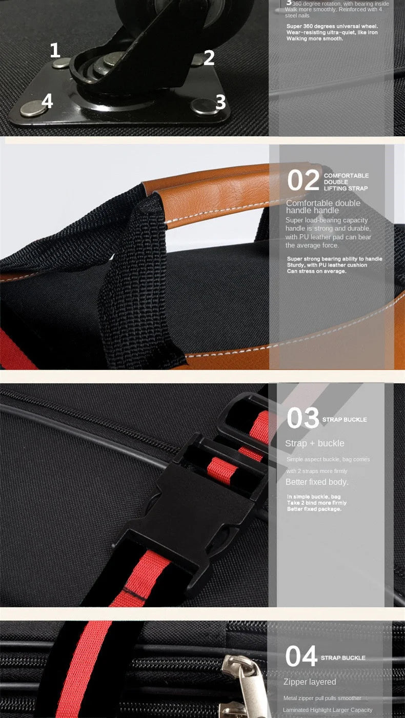 26/28/32/36 inch Extra Large Capacity Travel Bag Waterproof Oxford Cloth Foldable Luggage Bag Five wheels Travel Suitcase