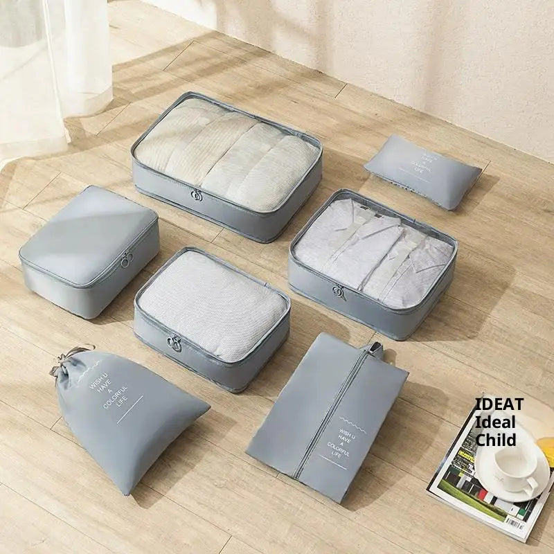 7Pcs/Set Travel Clothing Storage Bag Luggage Organizer Bags Toiletry Shoe Clothing Underwear Sorting Bag Travel Storage Bag Set