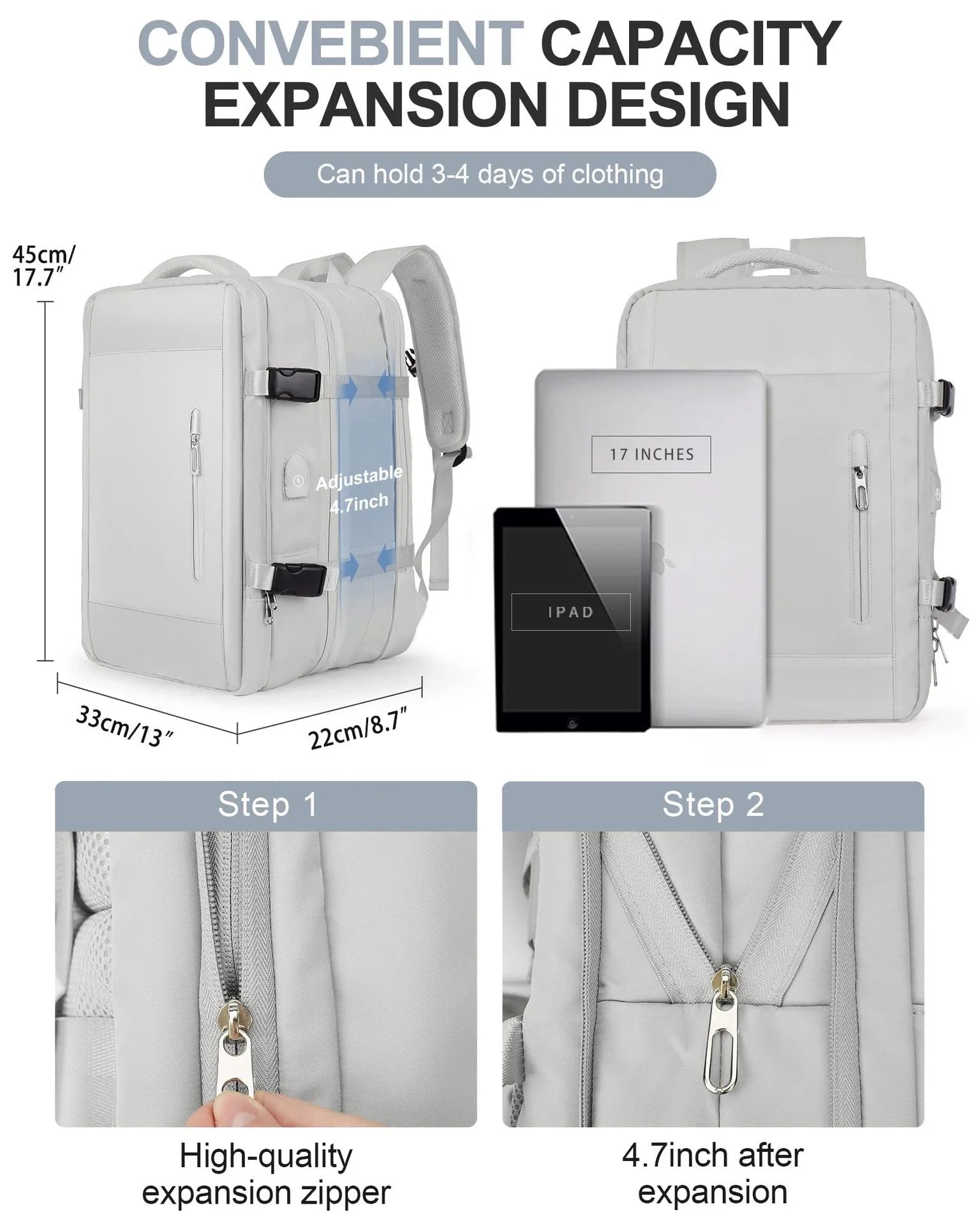 Large Capacity Travel Backpack Men and Women Laptop Bag Multifunctional Man Business Trip Expandable Airplane Backpacks