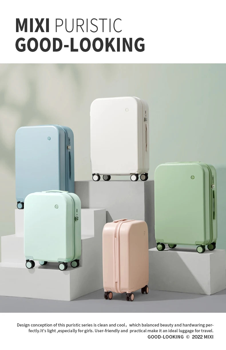 Mixi Puristic Design Travel Luggage Rolling Wheel Hardside Women Suitcase Men Trolley Case 16 20 Carry On/Big 22 24 26 28 Inch