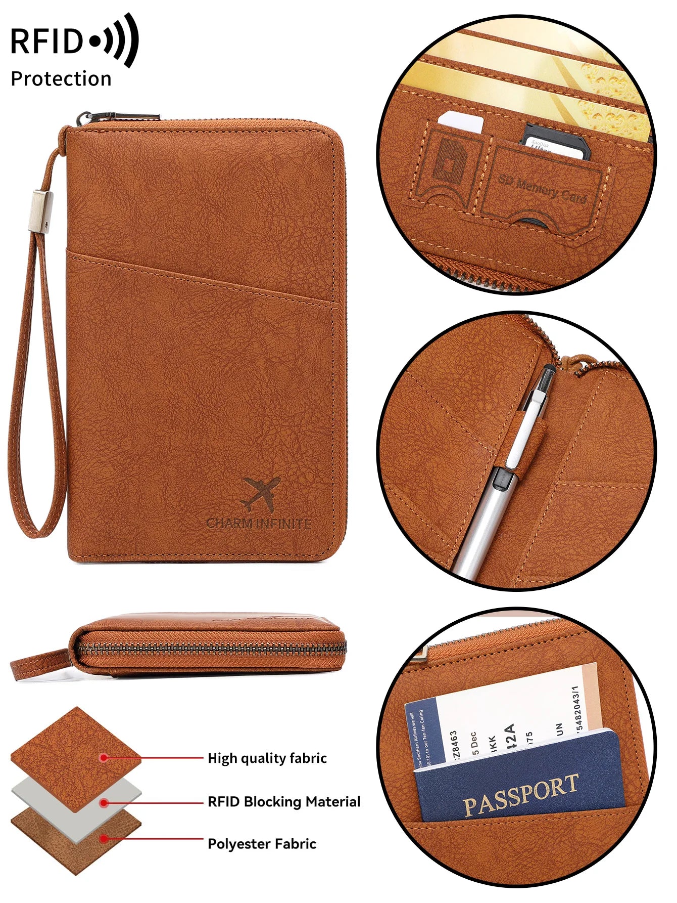 New Travel Passport Clip Wallet Women and Men Multifunctional PU Leather Card Holde RFID Anti Theft Swiping Wallets Storage Bag