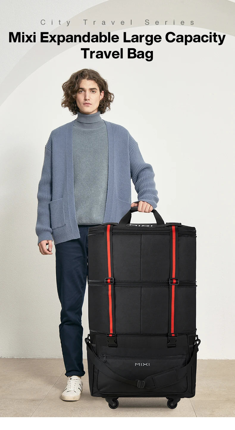 Mixi Expandable Large Capacity Foldable Travel Bag With Rolling Wheels Luggage Bag Duffel Bag M3015